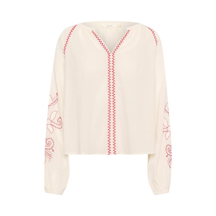 Cream Cream Blouse Jessica crème / donkerroze -