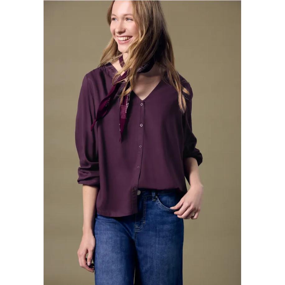 Street One V-hals blouse met knopen - Paars