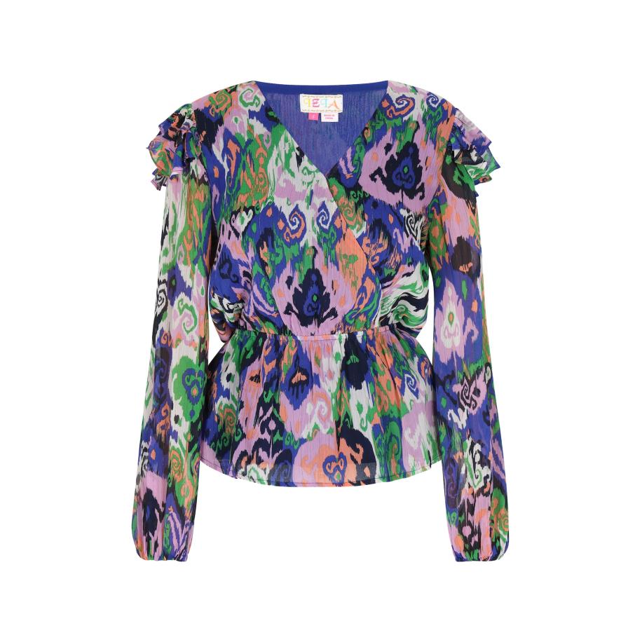 IZIA IZIA Blouse kobaltblauw / koraal / pitaja roze / offwhite -