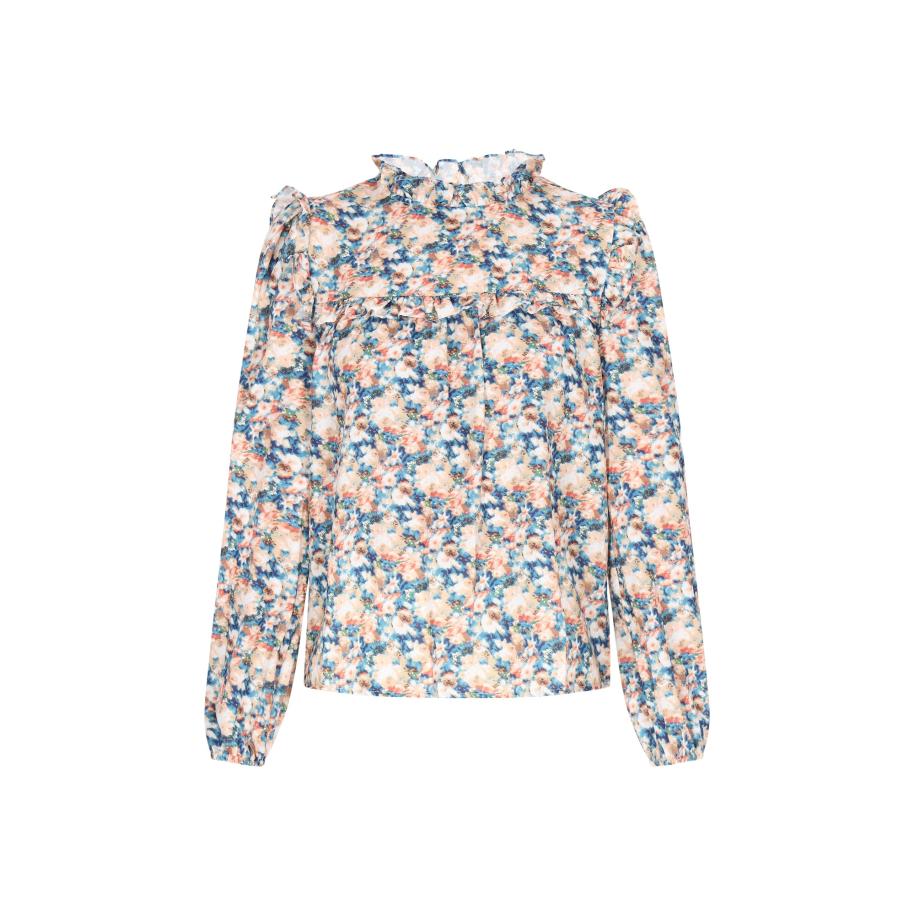 Sidona Blouse navy / lichtblauw / abrikoos / koraal Multicolor