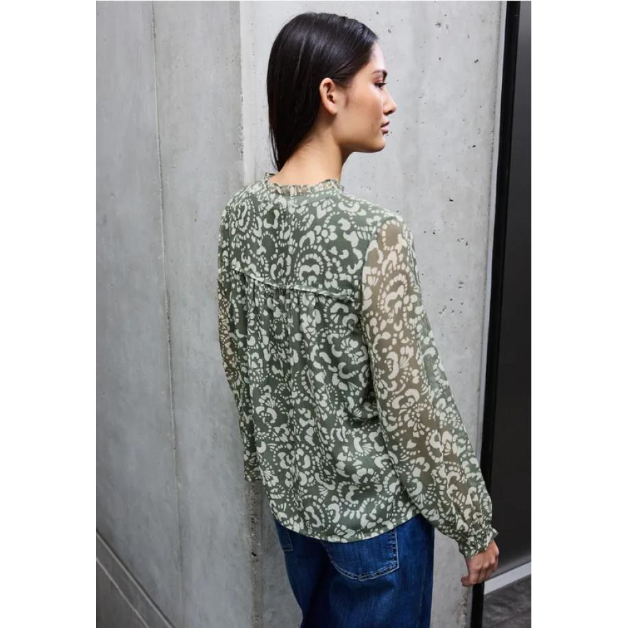 Street One Gedessineerde chiffon blouse - Groen