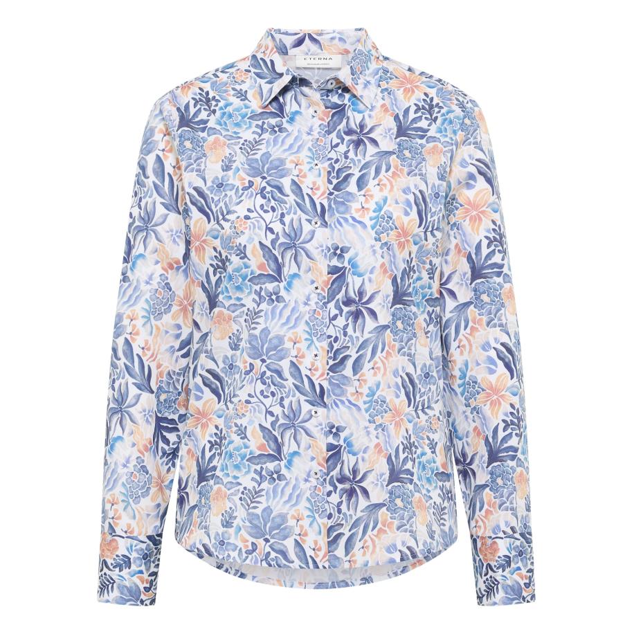 Eterna ETERNA Blouse blauw / bruin / wit -