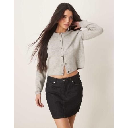 JDY Vest met ronde hals en wol in lichtgrijs