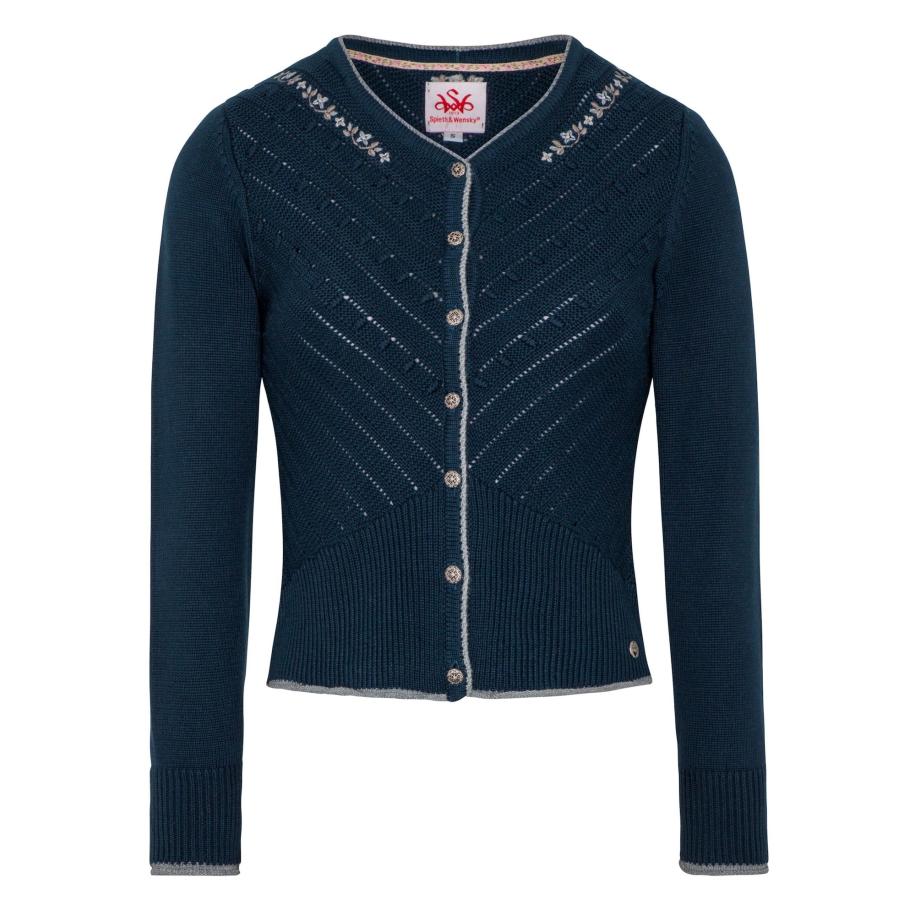 Spieth & Wensky SPIETH & WENSKY Gebreid vest Abby donkerblauw -