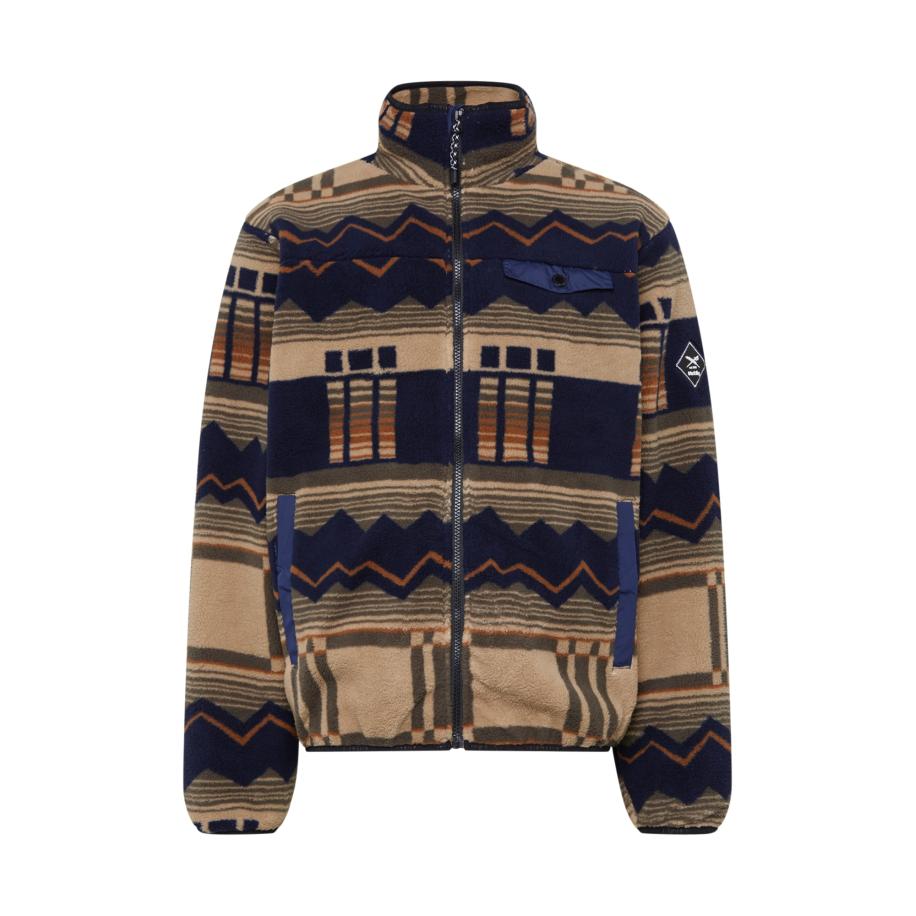 Iriedaily Iriedaily Fleece jas Insaneia marine / bruin / kaki -