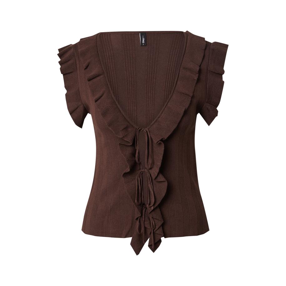 Only ONLY Gebreid vest ONLNelly chocoladebruin -