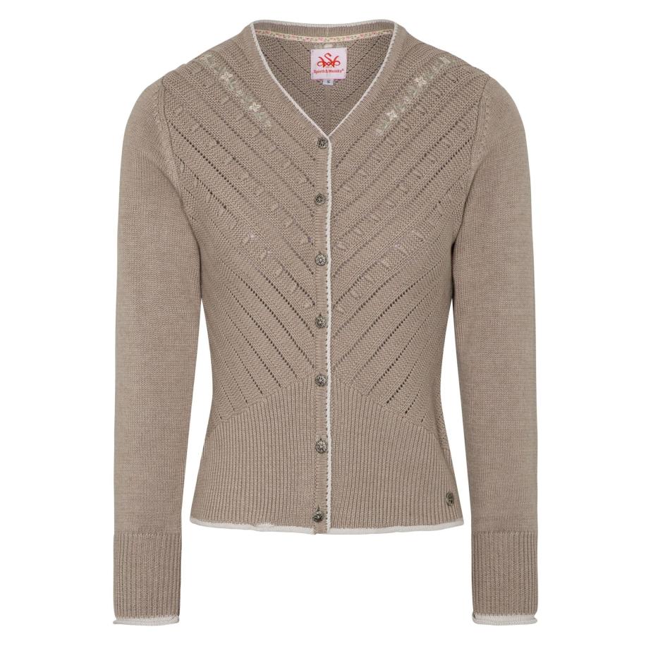 Spieth & Wensky SPIETH & WENSKY Gebreid vest Abby taupe -