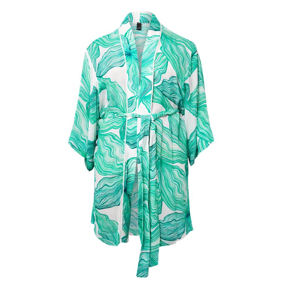 Yoek YOEK Kimono turquoise / wit -