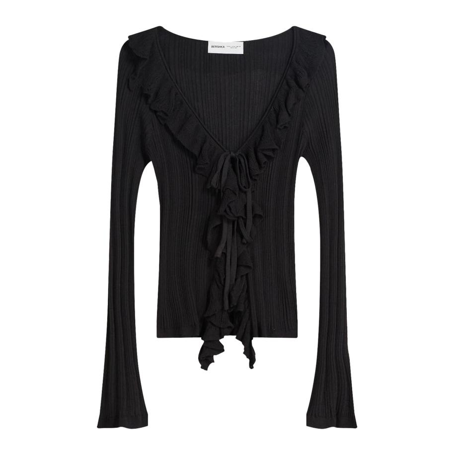 Bershka Bershka Gebreid vest zwart -