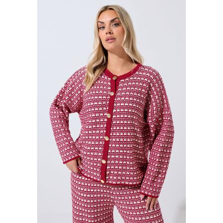 Limited Collection Curve Rode Boucle Cardigan Size 54-56