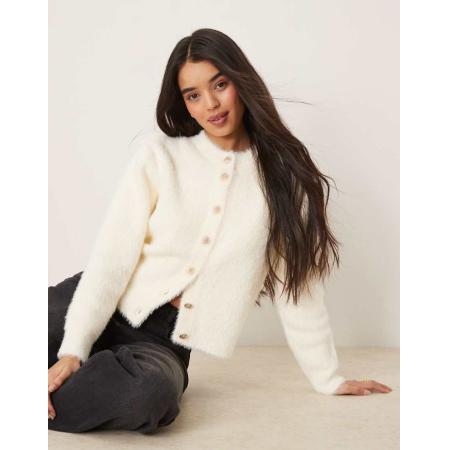 YAS Vest met gebreide textuur in crème-Wit