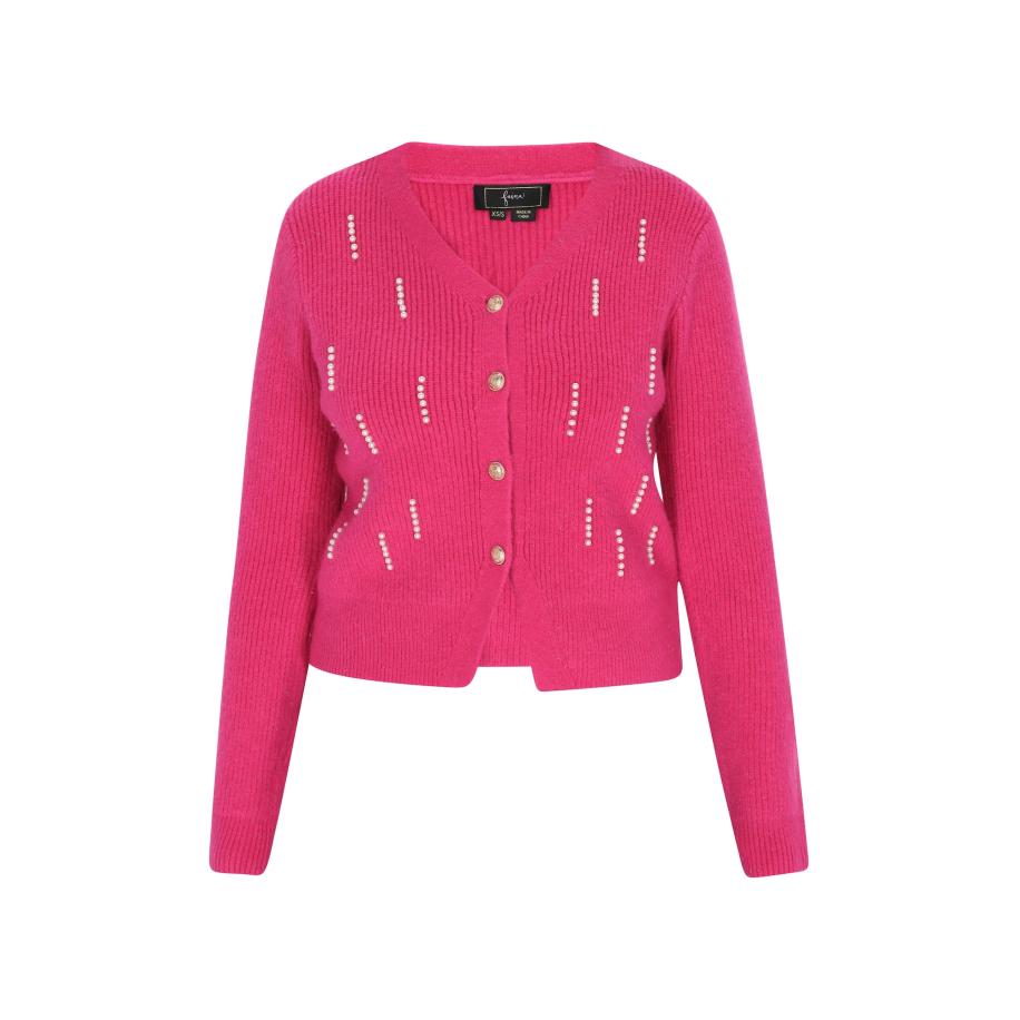 Faina faina Gebreid vest fuchsia -