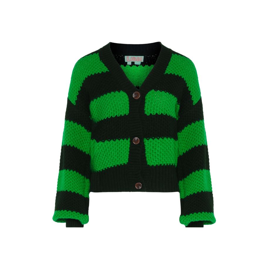Libbi Libbi Gebreid vest groen / zwart -