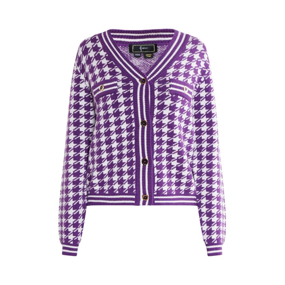 Faina faina Gebreid vest donkerlila / wit -