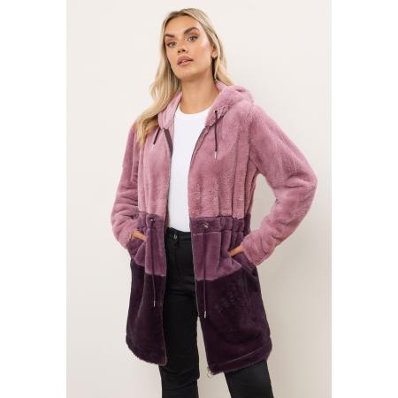 Yours Curve Roze En Paarse Colourblock Fleecejack Size 54-56