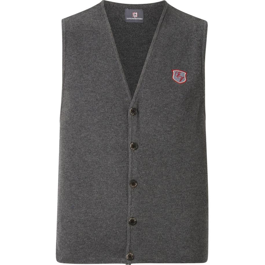 Jan Vanderstorm Gebreid vest donkergrijs, Effen Grijs