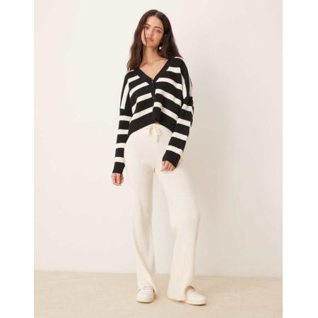 Pimkie Gestreept vest met V-hals, textuur en knopen in zwart-wit