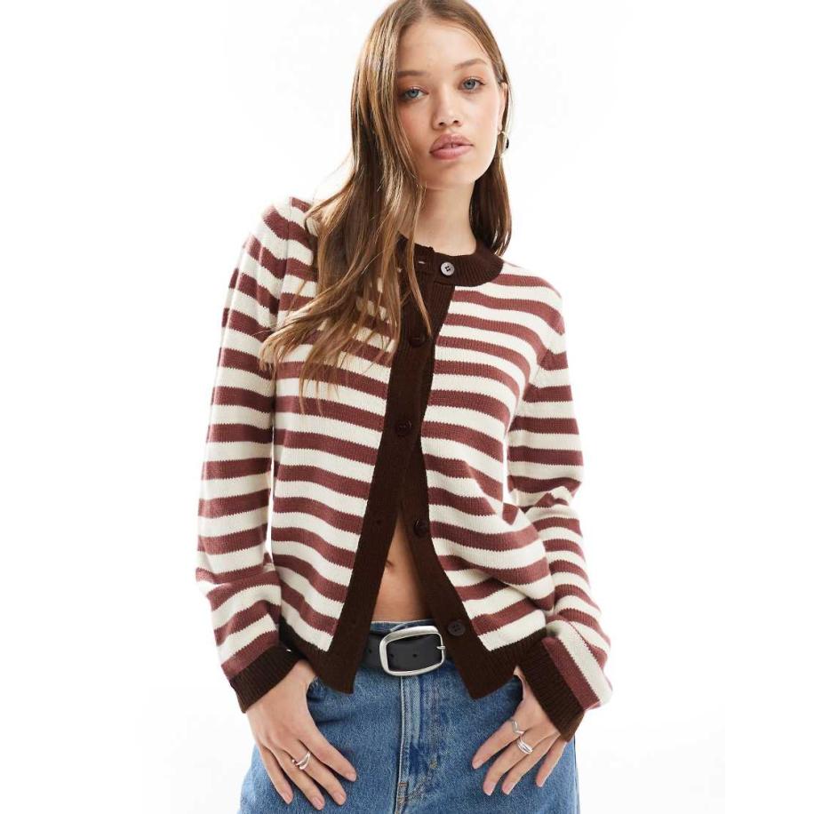 ASOS DESIGN Gebreid vest met vervaagde retro strepen in rood-Groen Groen