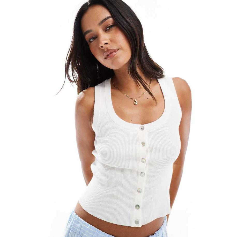 Stradivarius Gebreid vest in wit Wit