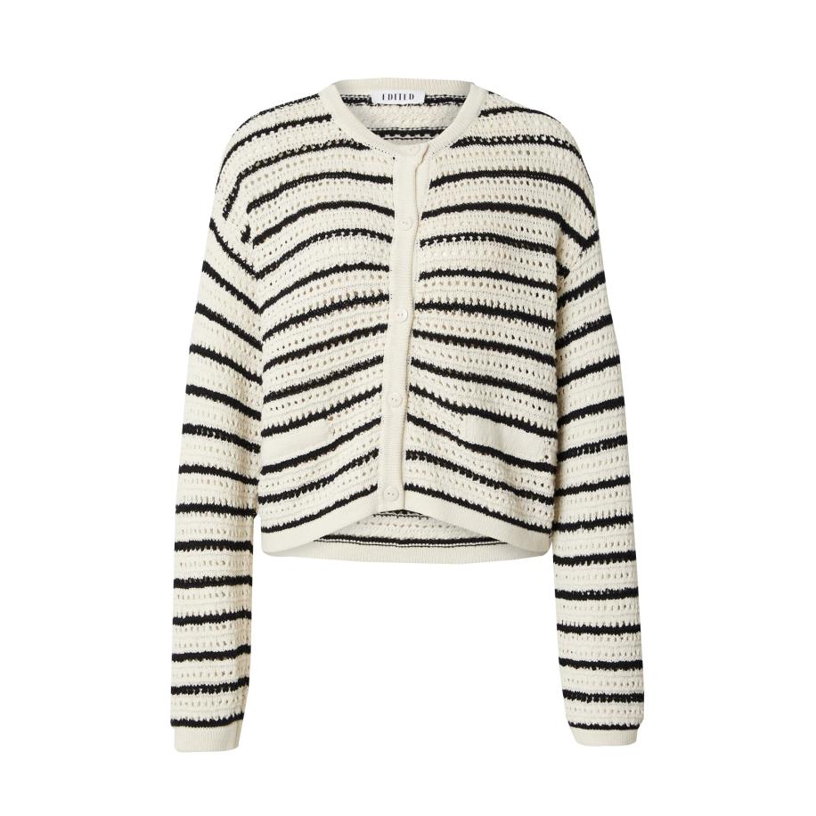 EDITED EDITED Gebreid vest Ida beige / zwart -