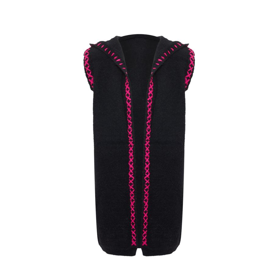 IZIA IZIA Gebreide bodywarmer pink / zwart -