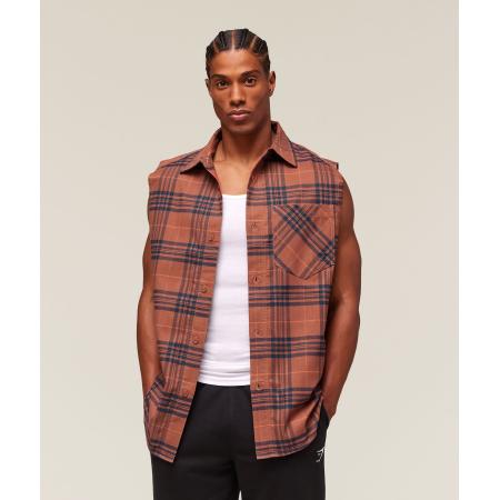 Gymshark Check Sleeveless Shirt Canyon Brown