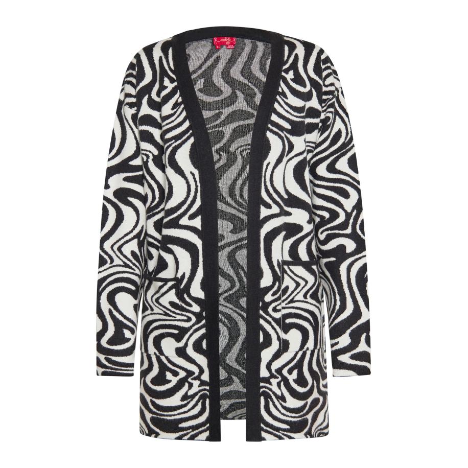 Swirly swirly Gebreid vest zwart / wolwit -