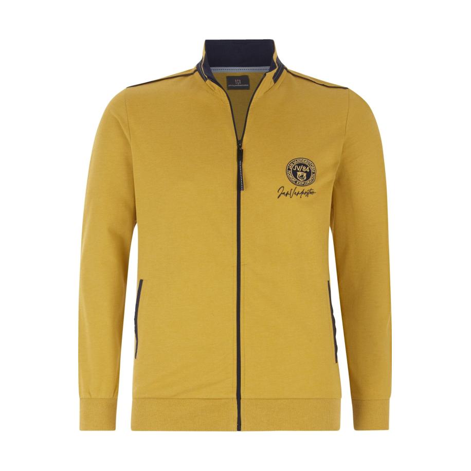 Jan Vanderstorm Sweatjacket donkergeel, Effen Geel
