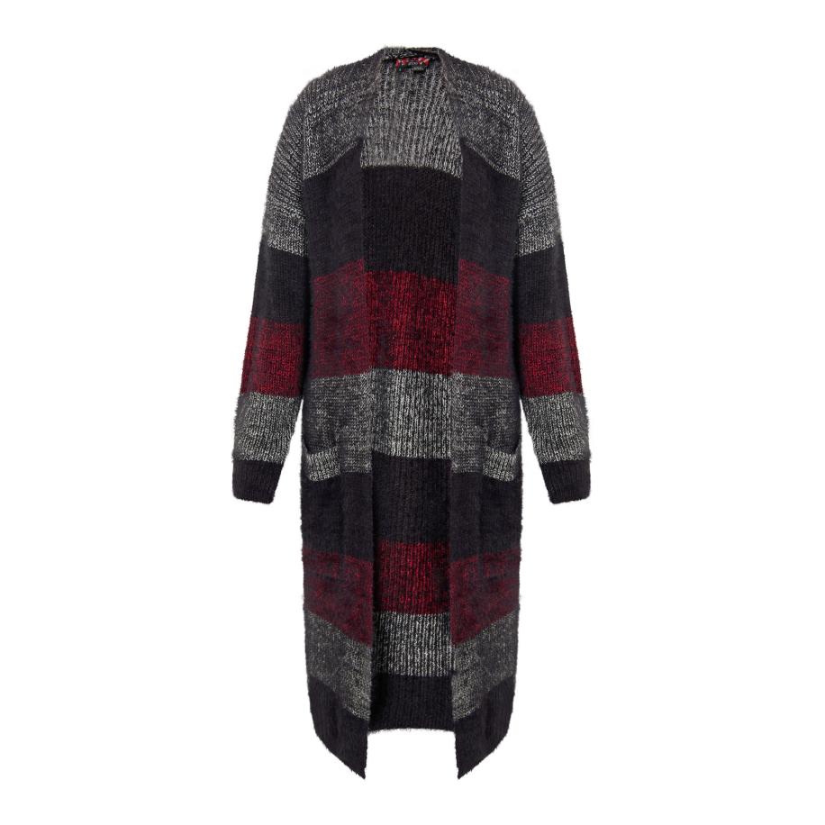 MYMO myMo ROCKS Gebreid vest grijs gemêleerd / rood gemêleerd / zwart -