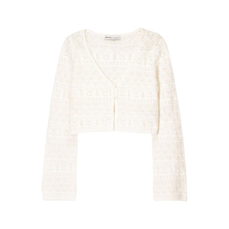 Bershka Bershka Gebreid vest lichtbeige -