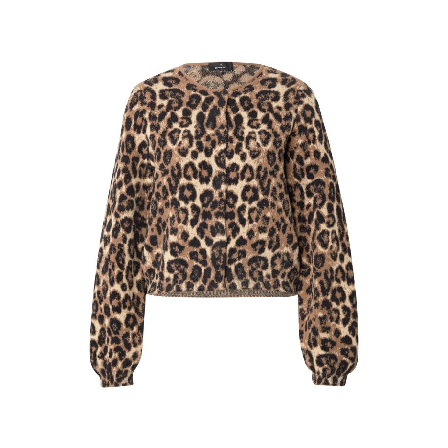 Monari monari Gebreid vest lichtbeige / bruin / zwart -