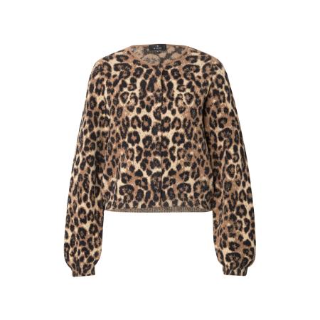 Monari monari Gebreid vest lichtbeige / bruin / zwart