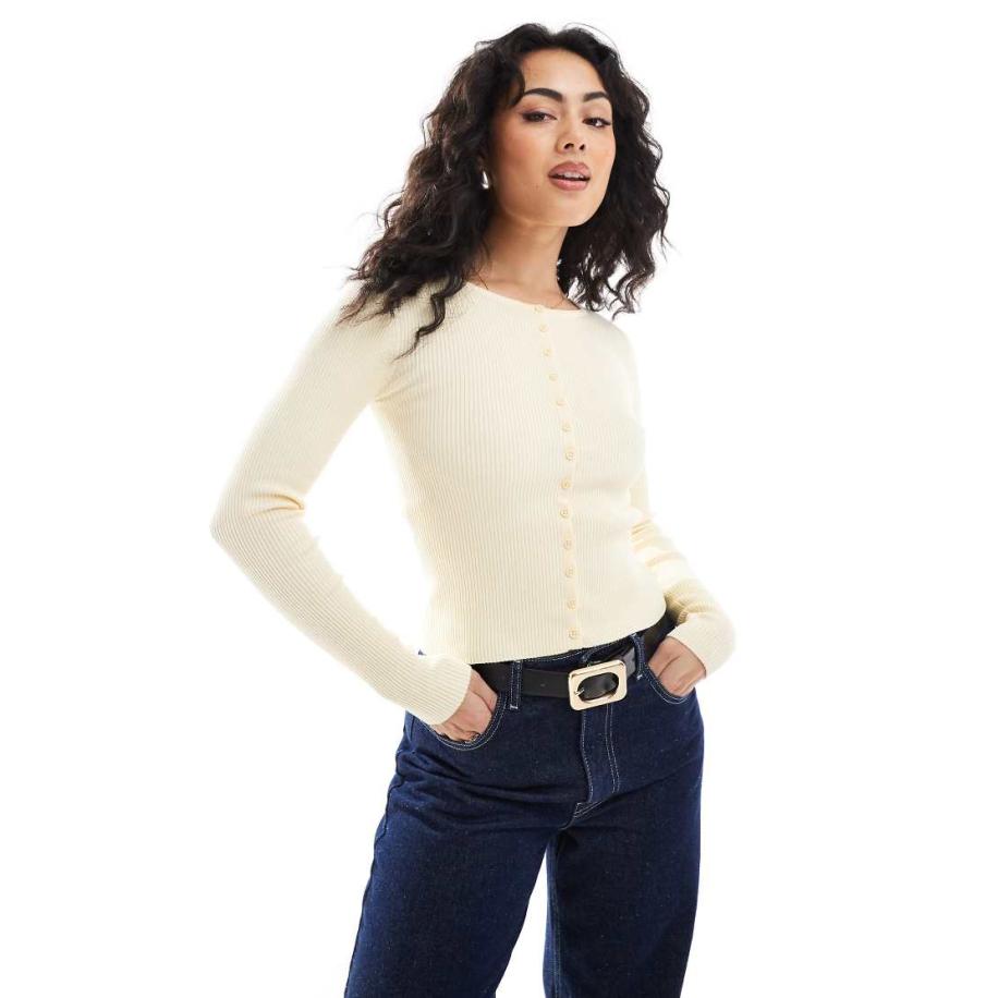 Stradivarius Geribbeld aansluitend vest in geel Geel