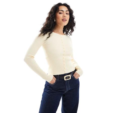 Stradivarius Geribbeld aansluitend vest in geel