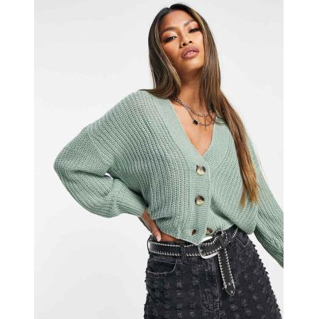 Only Geribbeld vest met knoopsluiting in groen