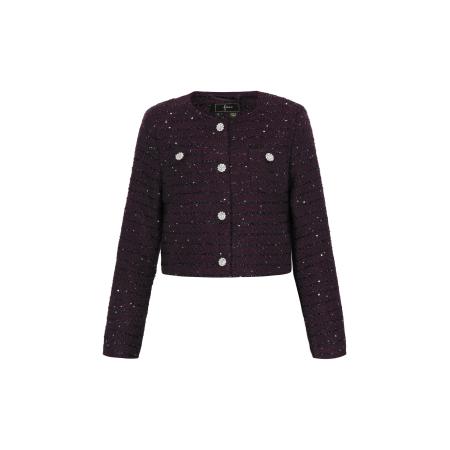 Faina faina Gebreid vest lila gemêleerd / zwart