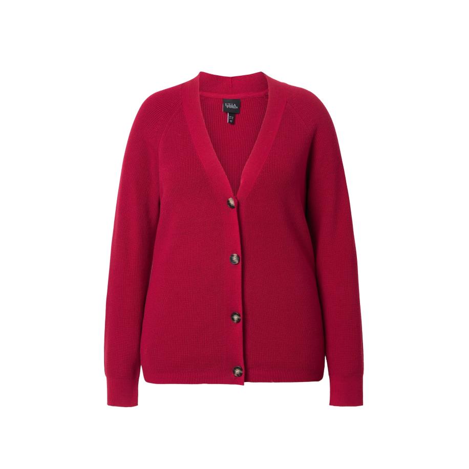 Ulla Popken Ulla Popken Gebreid vest robijnrood -