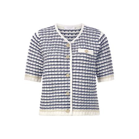 Rich & Royal Rich & Royal Gebreid vest marine / goud / wit