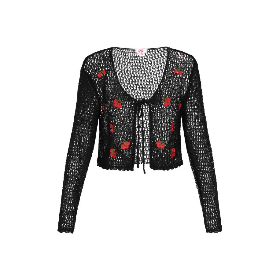 MYMO MYMO Gebreid vest Comfy olijfgroen / rood / zwart -