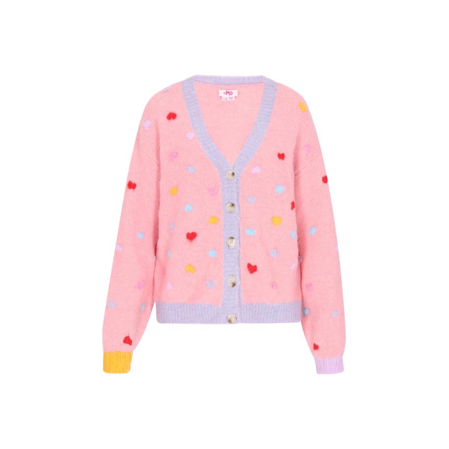 MYMO MYMO Gebreid vest lichtblauw / geel / rosé / rood -