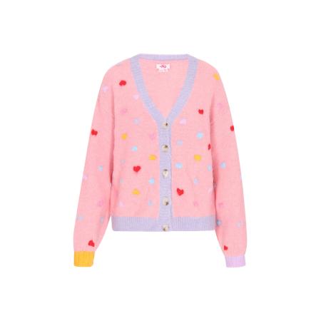 MYMO MYMO Gebreid vest lichtblauw / geel / rosé / rood