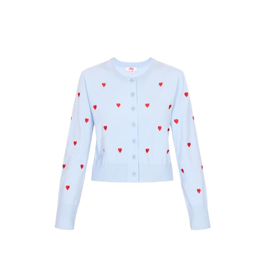 MYMO MYMO Gebreid vest lichtblauw / rood -