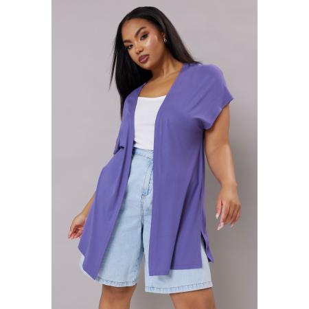 Yours Vest Van Jersey Met Korte Mouwen En Zijsplit In Paars Size 66-68