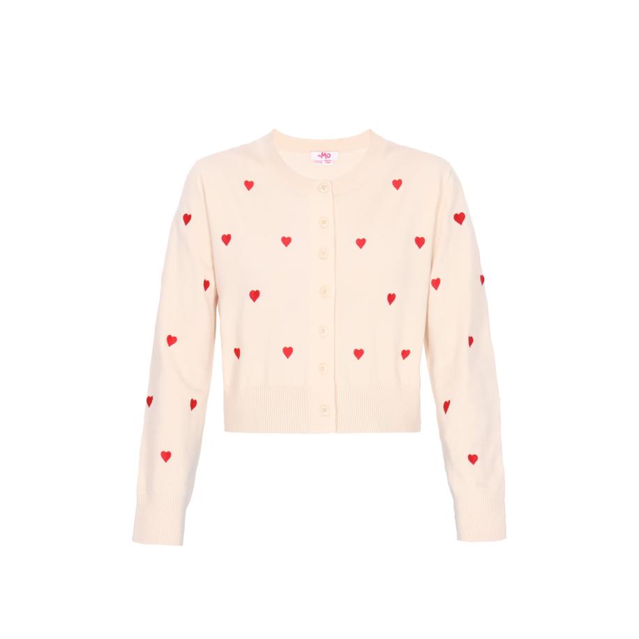 MYMO MYMO Gebreid vest rood / natuurwit -