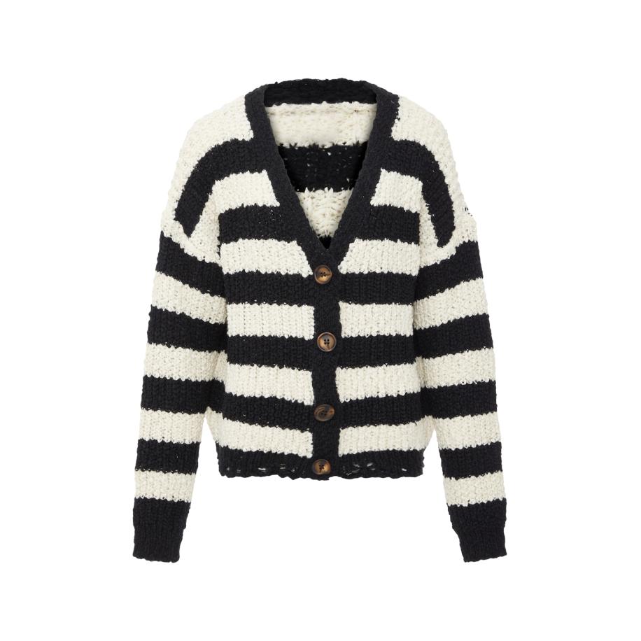 aleva aleva Gebreid vest crème / zwart -