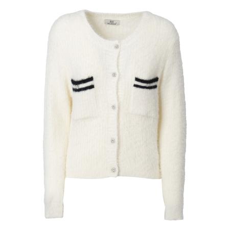 Influencer Influencer Gebreid vest Fluffly zwart / offwhite