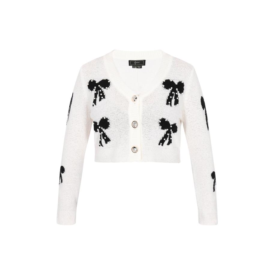 Faina faina Gebreid vest Fashion Look zwart / offwhite -