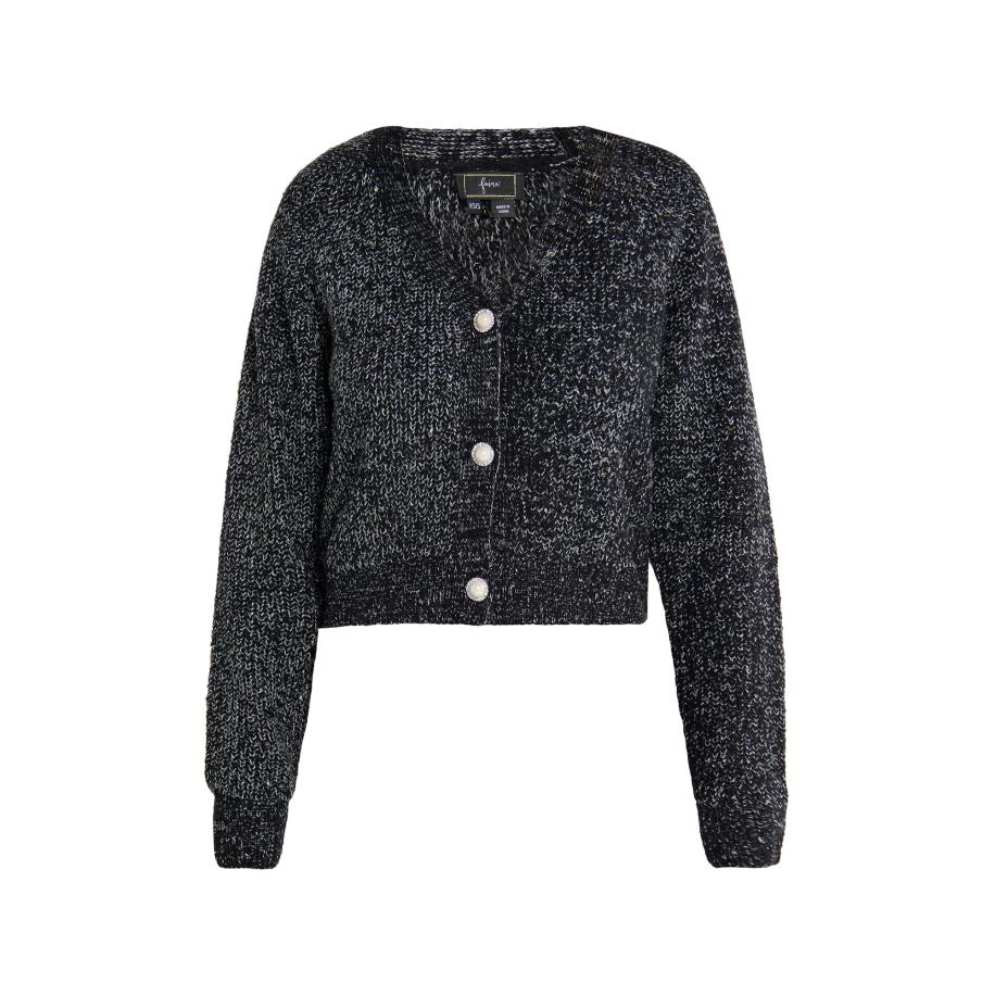 Faina faina Gebreid vest zwart / wit -