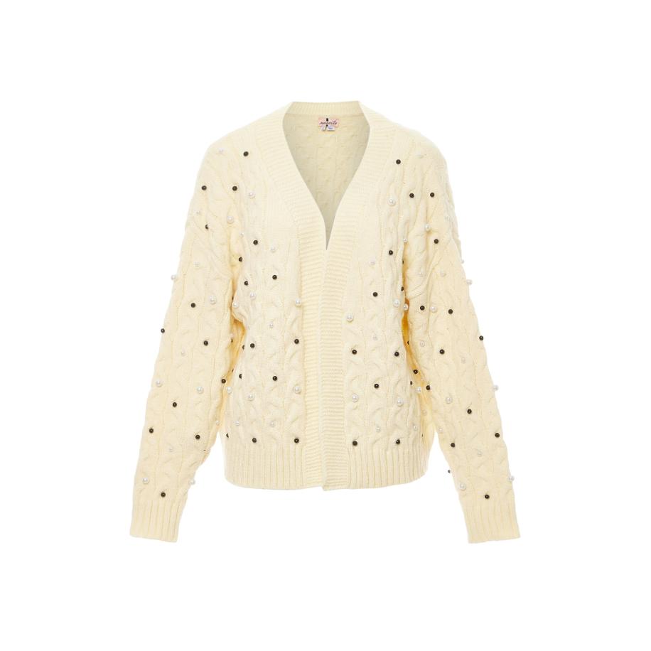 nascita nascita Gebreid vest zwart / wit / wolwit -