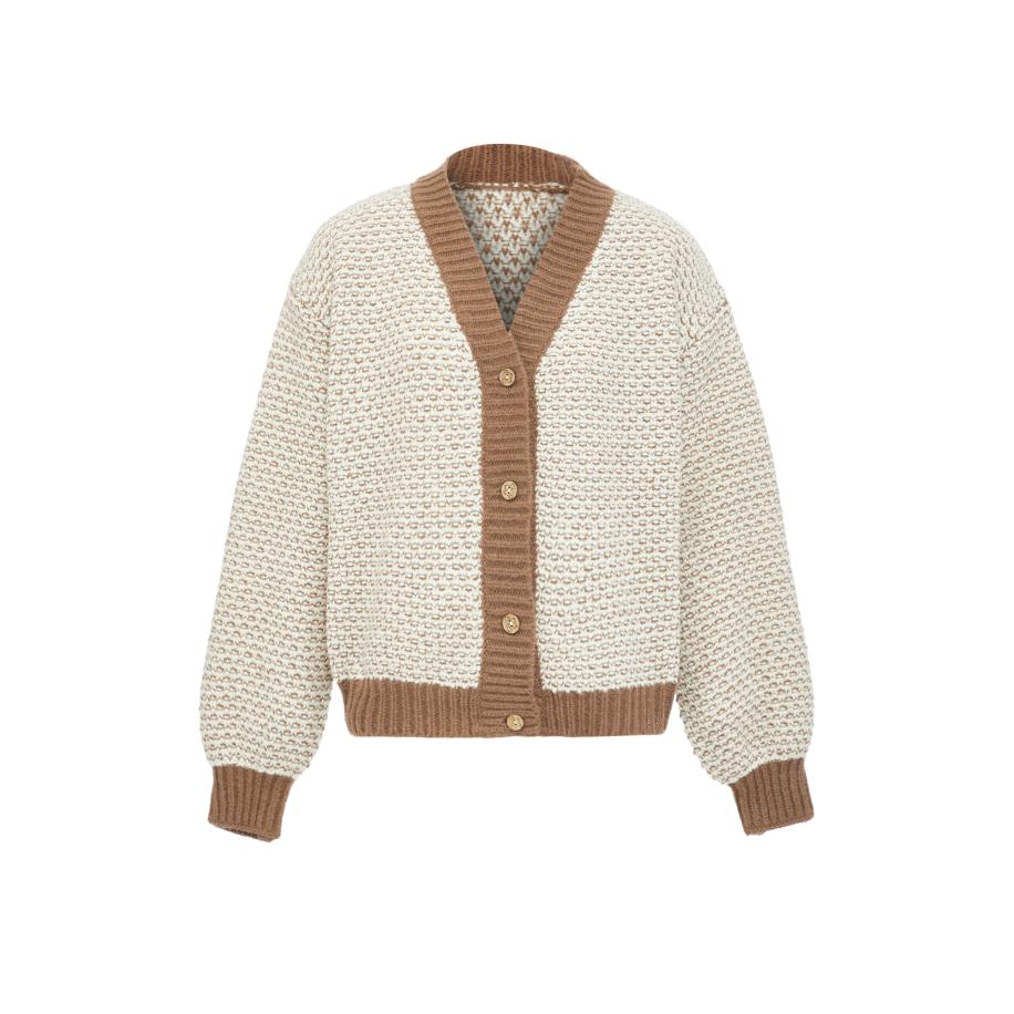 Jalene Jalene Gebreid vest lichtbeige / brokaat -